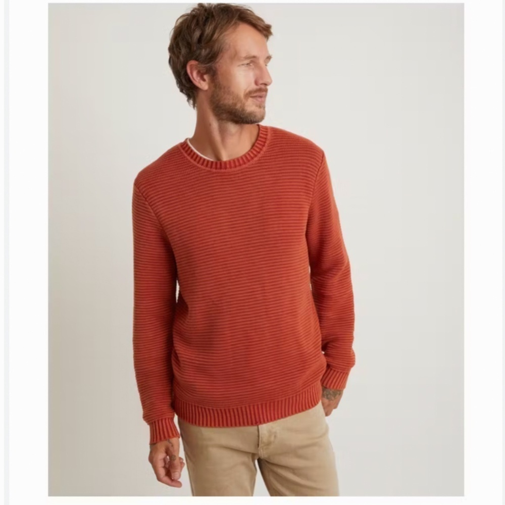 Marine Layer Garment Dye Crew Sweater Amber Brown Size XL